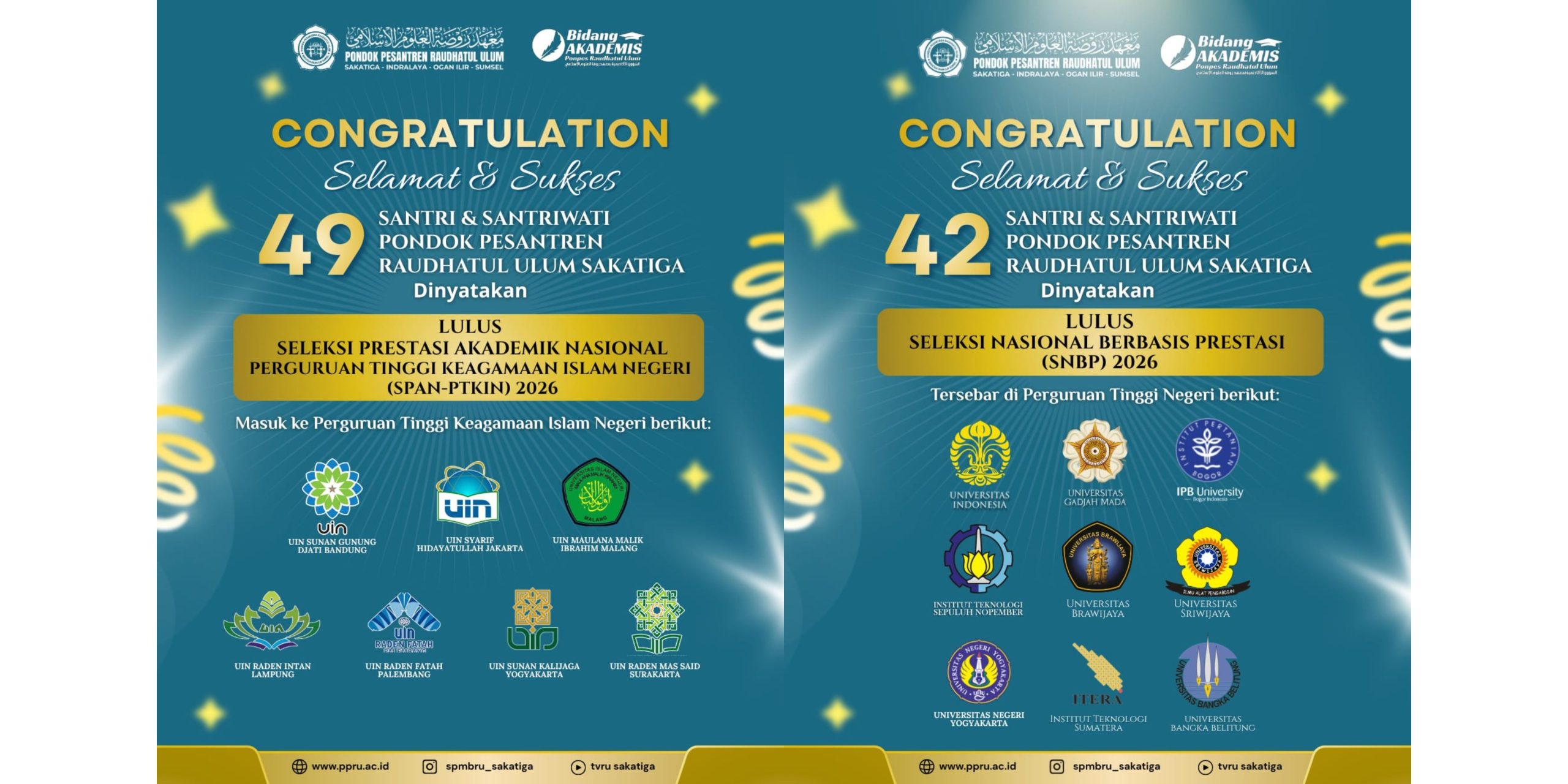 91 Santri Lolos SNBP dan SPAN-PTKIN 2026, Prestasi Gemilang dari Pondok Pesantren Raudhatul Ulum Sakatiga